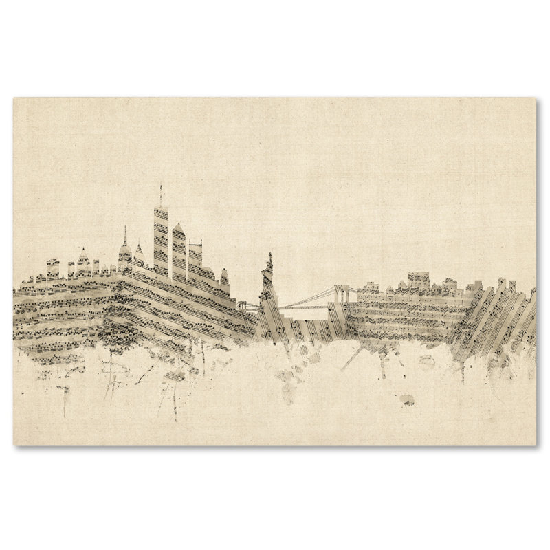 « new york horizon sheet music », impression sur toile tendue, H 22 po x l 32 po x P 2 po