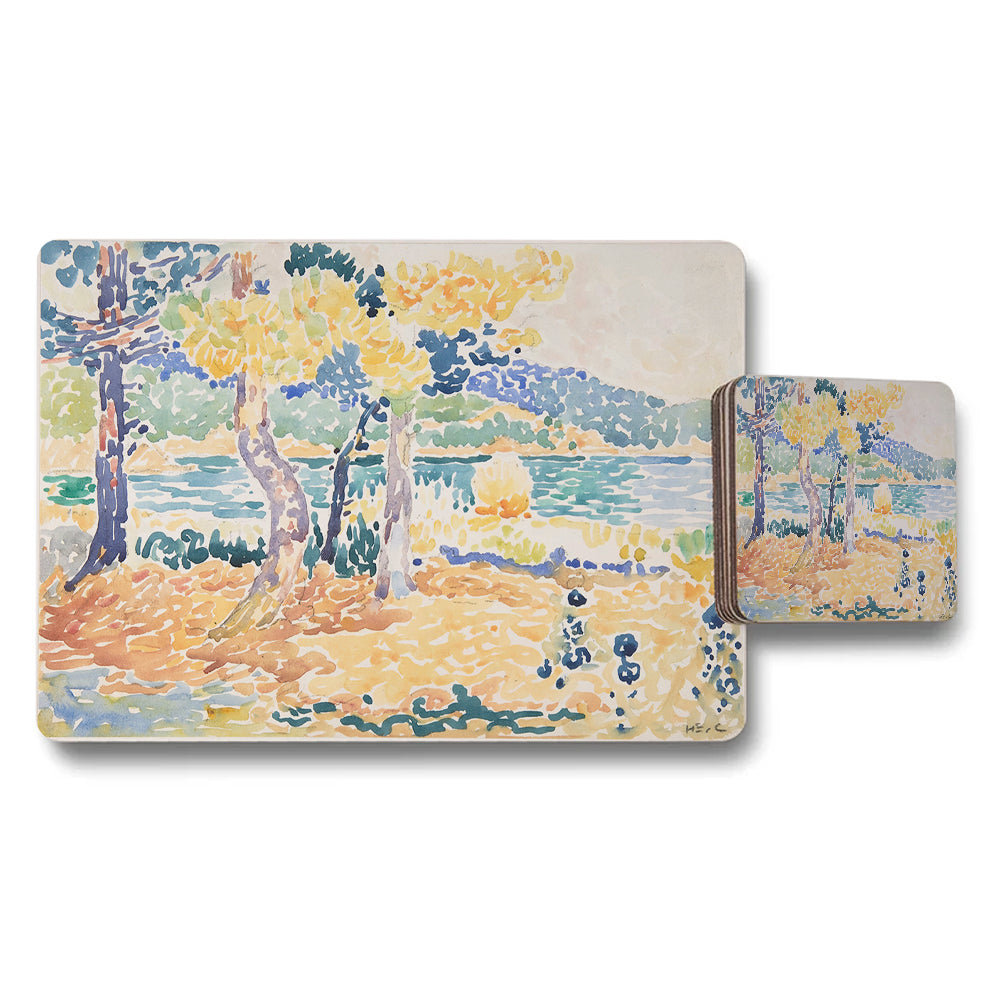 Impressionist Landscape Placemat And Coaster Set Artwork