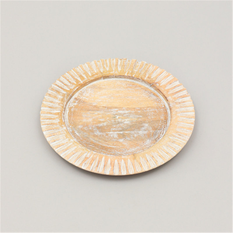 Handcrafted 13" White Wood Charger Plate, Artisan Wooden Dining Placemat for Table Decor