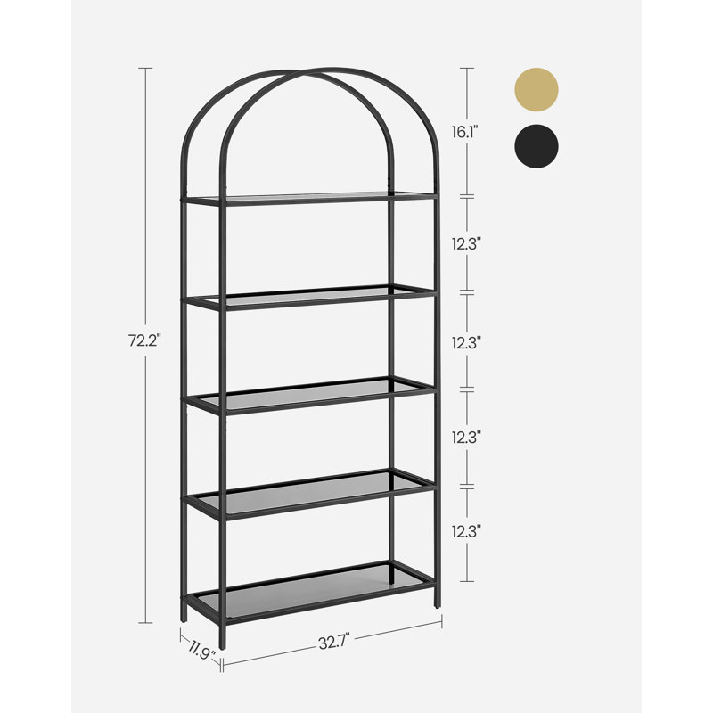 Étagère à livres H 72,2 po x l 32,7 po Adrianne, Noir/gris