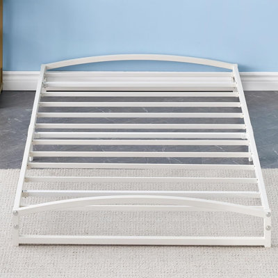 6 Inch Twin Metal Platform Bed Frame, Low Profile with Arch Design, Steel Slat Support, Noise-Free, No Box Spring Needed, White