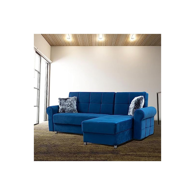 Canapé modulaire réversible Rollo, Mélange de polyester bleu marine