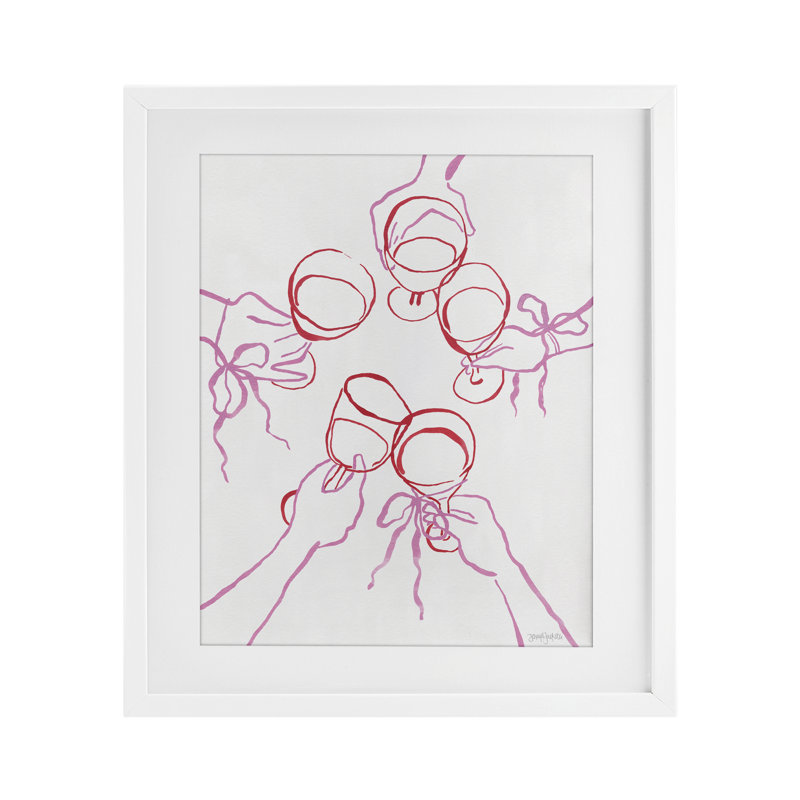 «Cocktail Party Cheers Doodles», reproduction sous verre encadrée, design par Jenaya Jackson, H 16 po x l 13 po