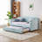Light Blue Velvet Twin Daybed Sofa with Trundle & Wood Slats - Underbed Storage, Space-Saving Sleeper-777360312