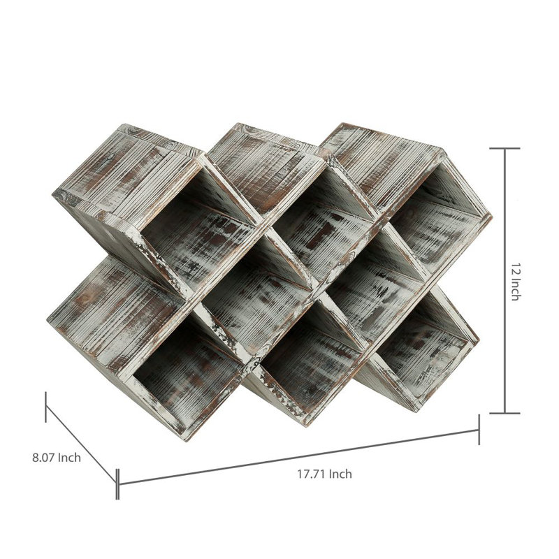 Manufactured Wood Tabletop Wine Bottle Rack in Burnt Natural Wood , Wood