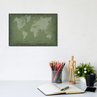 Binary Code World Map - Wrapped Canvas Print