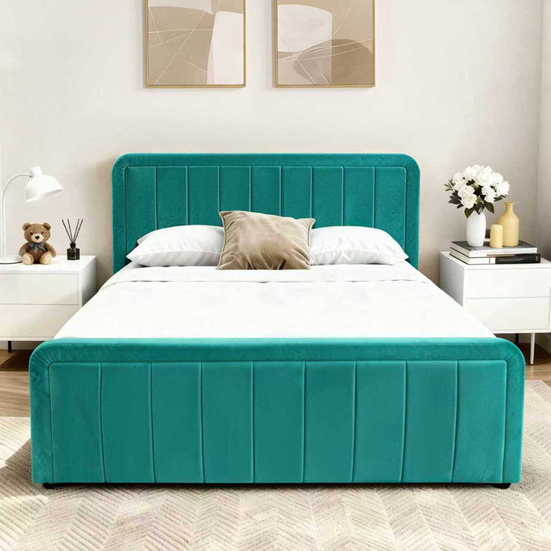 Altgeld Upholstered Ottoman Storage Bed, Green, Double (4'6)