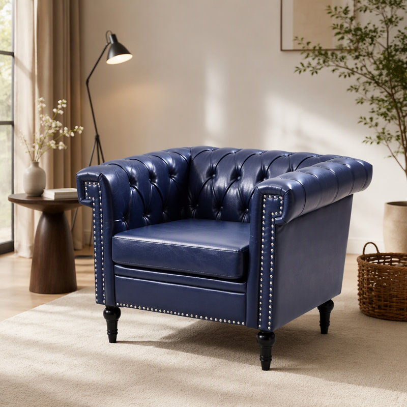 Sofa 1 place pour salon, Similicuir bleu
