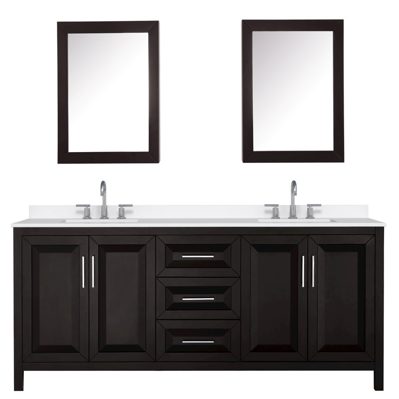 Daria 80'' W Vanity, Giotto Quartz, Brown, Polished Chrome