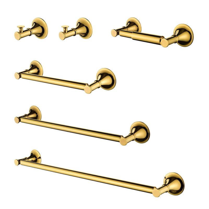 Ensemble de porte-serviettes 6 pièces en laiton, Doré