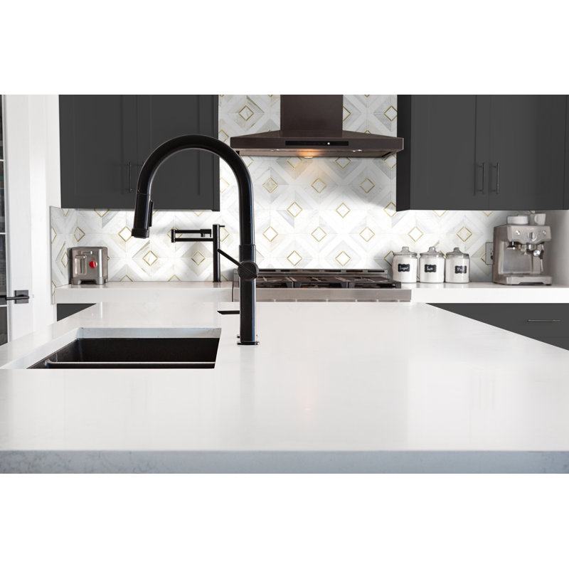 Artemis 12 in. x 12 in. Stone Metal Blend Mosaic Floor and Wall Tile, Alabrix Oro