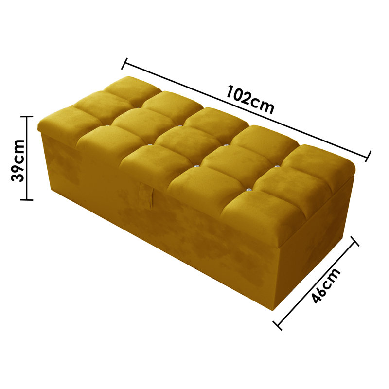 Picabo 102cm Wide Rectangle Geometric Standard Ottoman with Storage, Turmeric