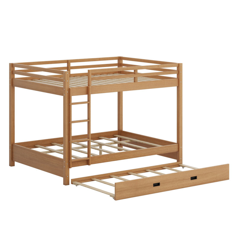 Wood Bunk Bed With Ladder And Trundle, Wood