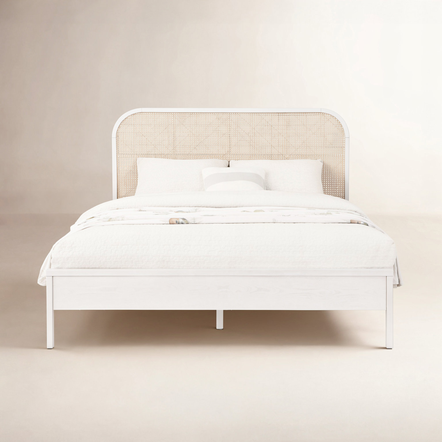 Cane Bed, King, White