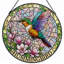 Vitrail de fenêtre en bois coloré 7,8 "Hummingbird-919406494