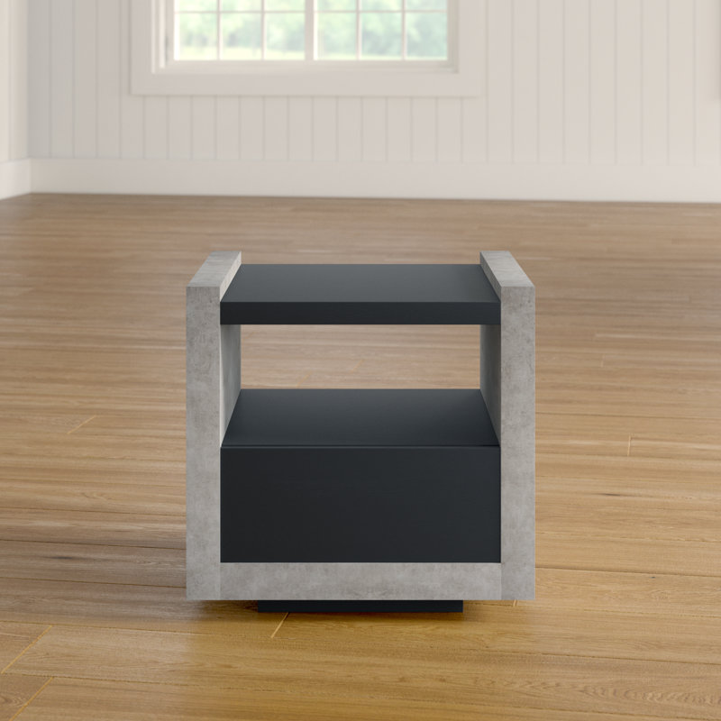 Phebe Side Table with Storage, Black