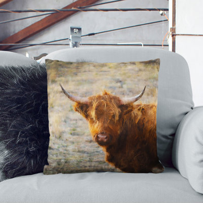 Highland Bull Cow Vol.2 Painting Square Throw Cushion