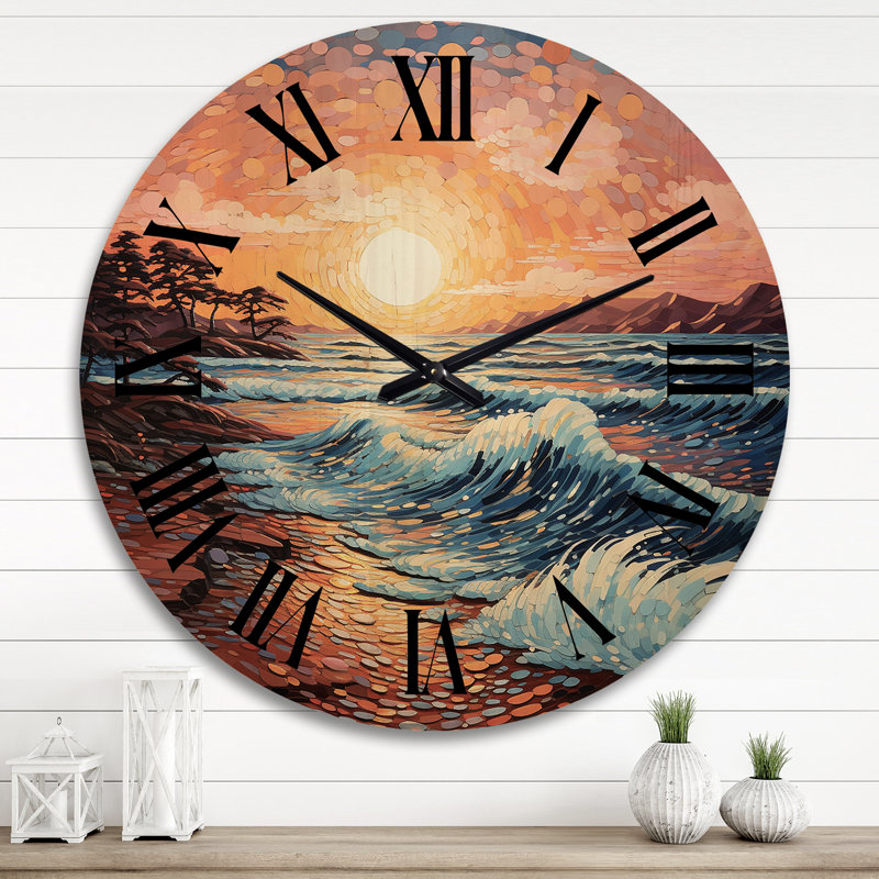 Horloge murale en bois massif Caylim, Très grand