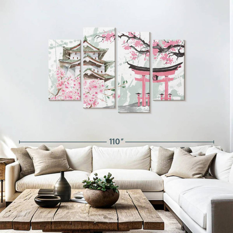Lilie Hirosaki Castle au printemps, H 48 po x l 75 po