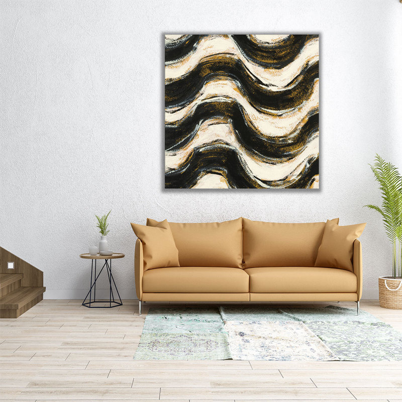 «Black and Gold Geometric V», reproduction d'art sur toile, H 40 po x l 40 po