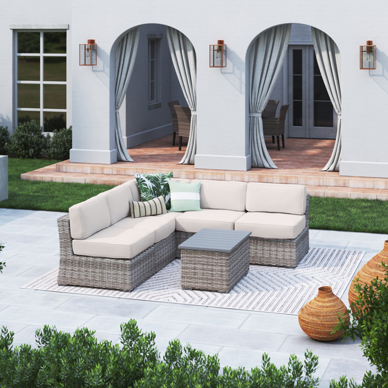 Ensemble de conversation modulaire avec coussins 6 pièces Tonioni, Toile Sunbrella