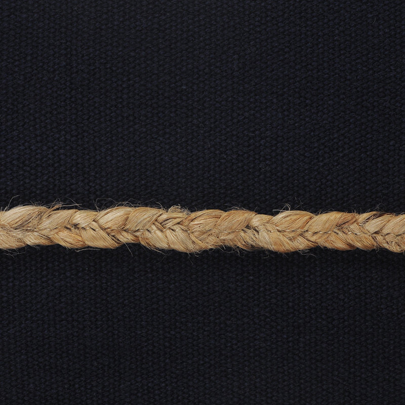 Navy and Tan Jute Braided Rectangular Lumbar Pillow