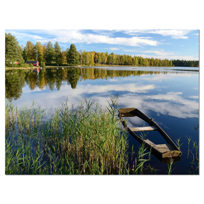 Magnifique lac suédois de Suède - reproduction de photo sur toile tendue