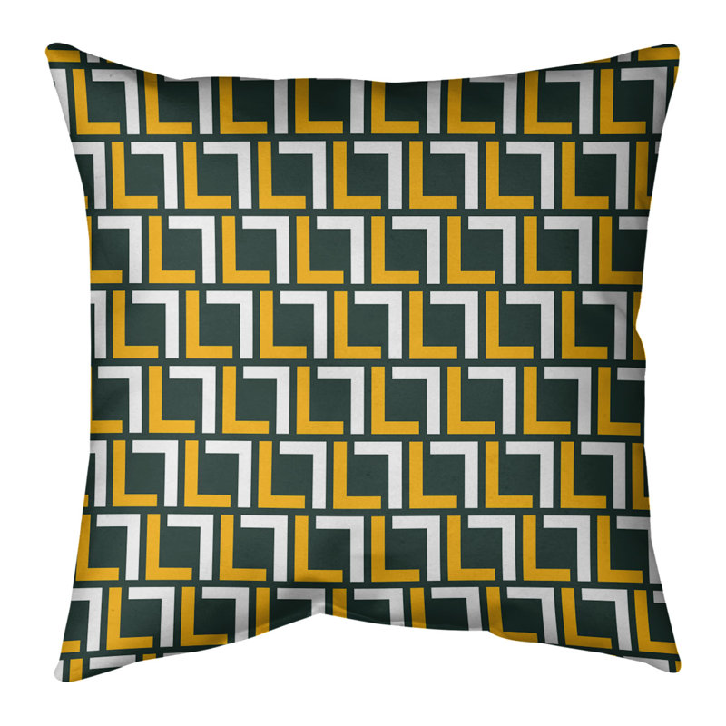 Housse et insert de coussin de luxe Green Bay Football, 20 po X 20 po, Vert foncé / or / blanc, Polyester filé
