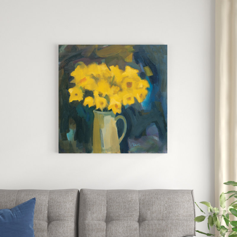 Narcisses et cruche, H 30 po x l 30 po
