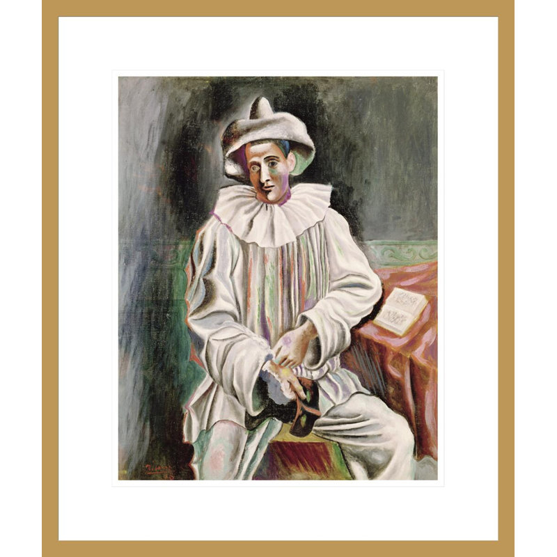 Assis Pierrot par Pablo Picasso, impression giclée sur cadre, H 20,92 po x l 17,75 po