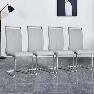 Chaise en porte-à-faux moderne en similicuir à haut dossier
