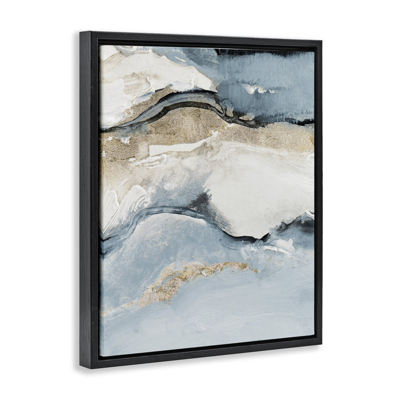 «Blue Organic Agate» par Lanie Loreth, Cadre flottant noir de jais, H 21 po x l 17 po