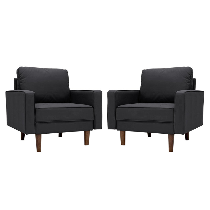 Bridgeview 32" Square Arm Accent Chair, Sofa Chair, Black Set of 2, Black