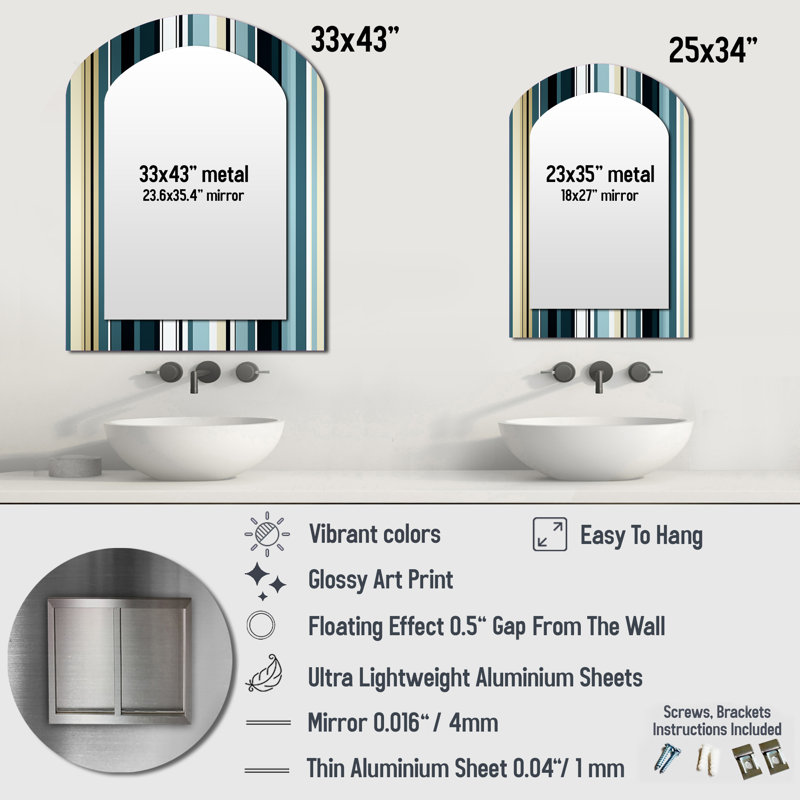 Miroir mural Classic Blue Elegance, 43 po x 33 po