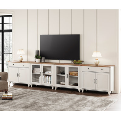 TV Stand For Tvs Up To 105 Inch, Wood TV Console Table For 65-100 Inch TV, Entertainment Center With Glass & Wood Door, Kitchen Sideboard Buffet Cabin -  Darby Home Co, F7FF3433347E4995A04104971B31DA8E