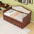 Twin Two Drawers Wooden Daybed with Trundle and Upholstered Backrest-2122123190