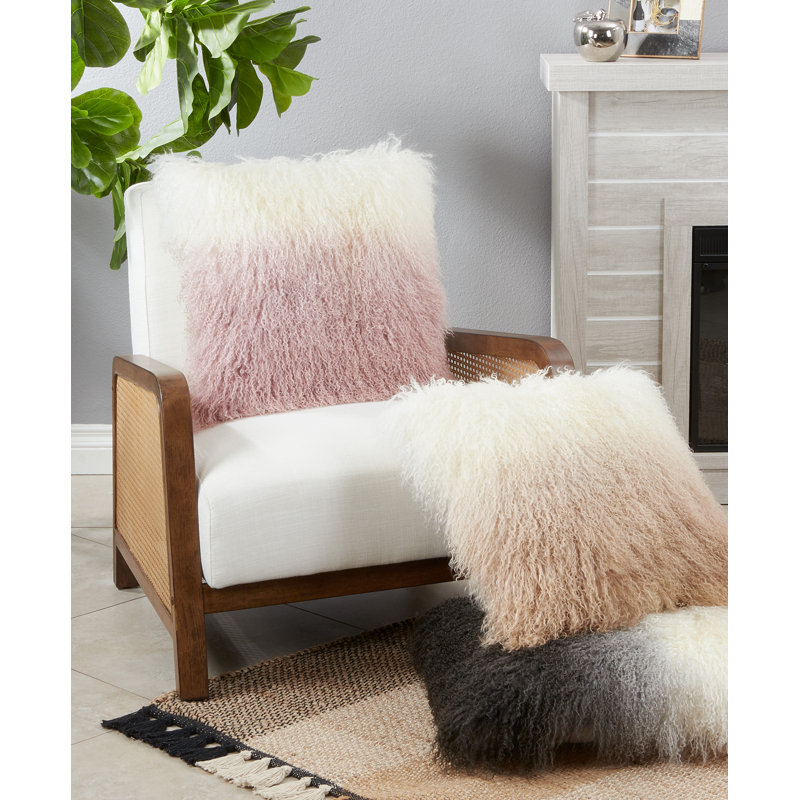 Natural Ombre Lamb Fur 20" Throw Pillow