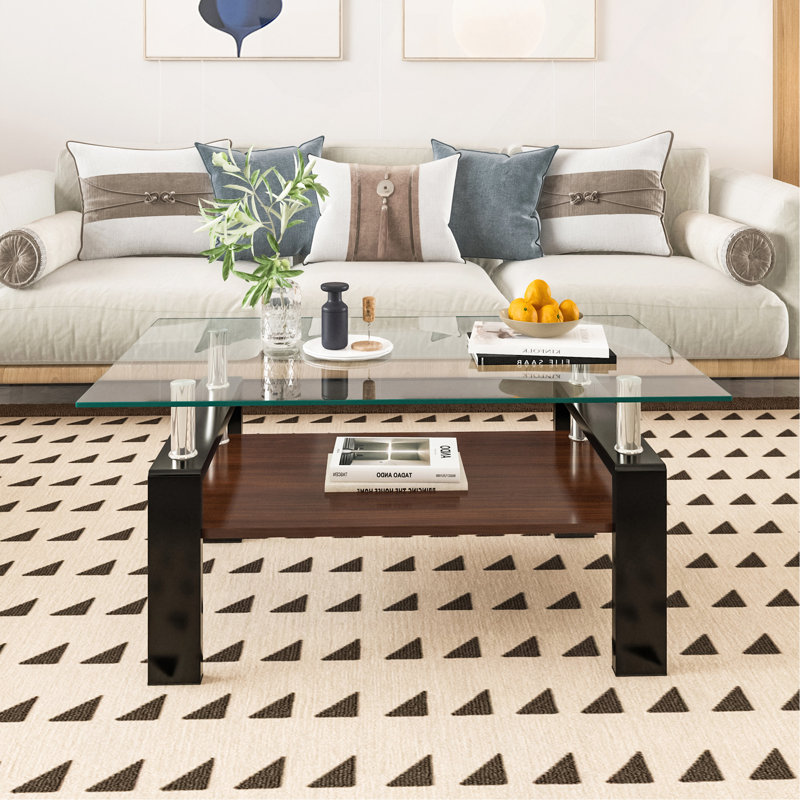 Rectangle Coffee Table, Black, Clear