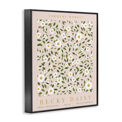 Minimal Pastel Daisies Framed Giclee, design by Kamdon Kreations