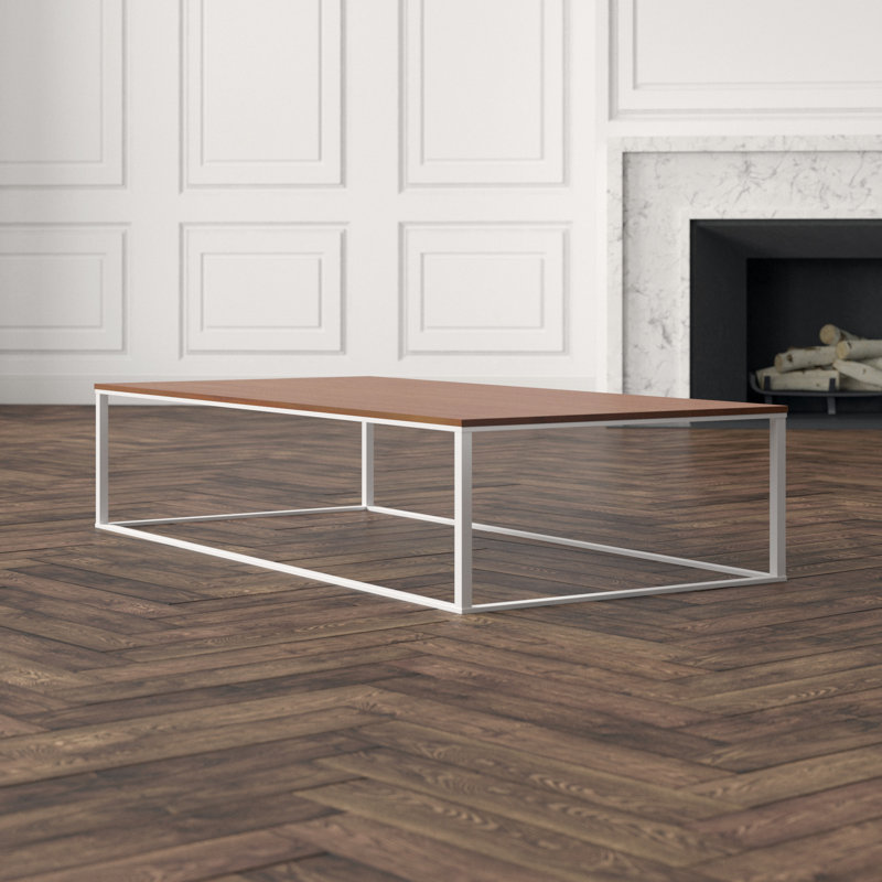 Minimalista Solid Wood Coffee Table, White, 13" H x 60" W x 29" D