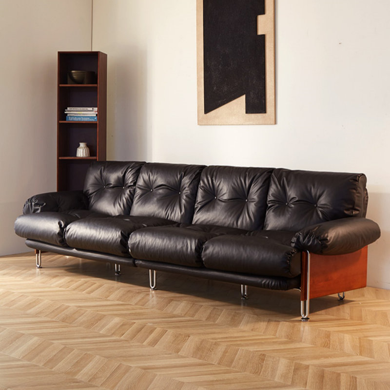 Canapé droit noir Mid-Century
