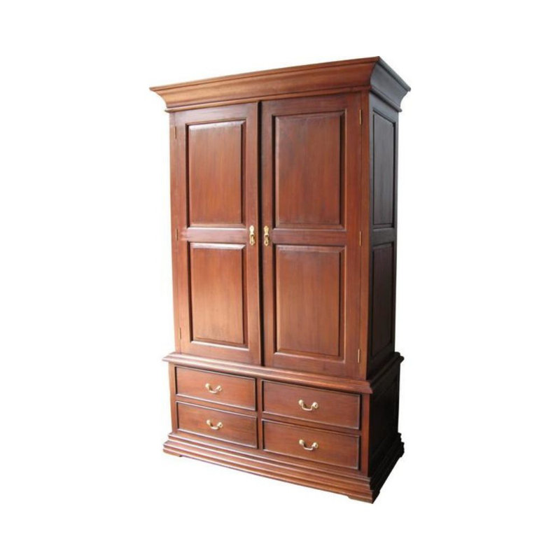 Pont 2 Door Solid Wood Wardrobe, Wax Polish