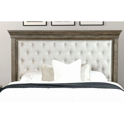 Lit traditionnel 1 pièce en chêne vieilli avec banc FB et rangement, mobilier de chambre rembourré en tissu HB