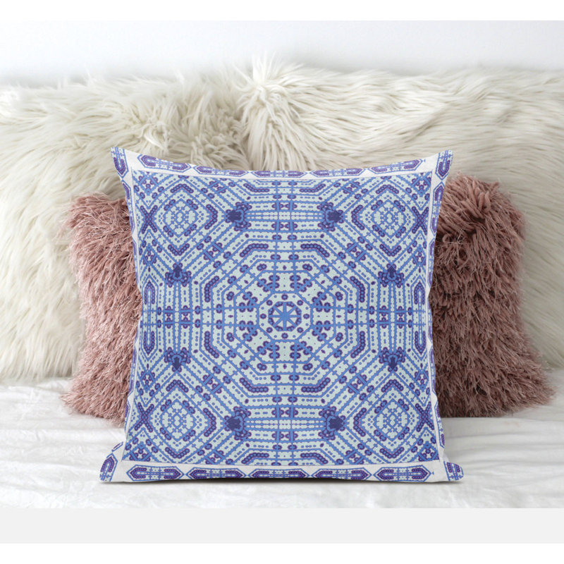 Geometric Reversible Pillow Insert, 18" x 18", Indigo White
