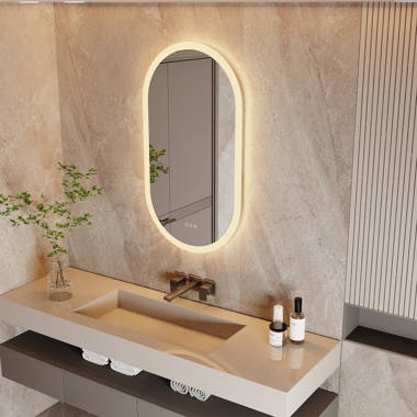 NLM03 LED Badspiegel mit Schaltfläche Berühren,Multifunktionaler  Badezimmerspiegel