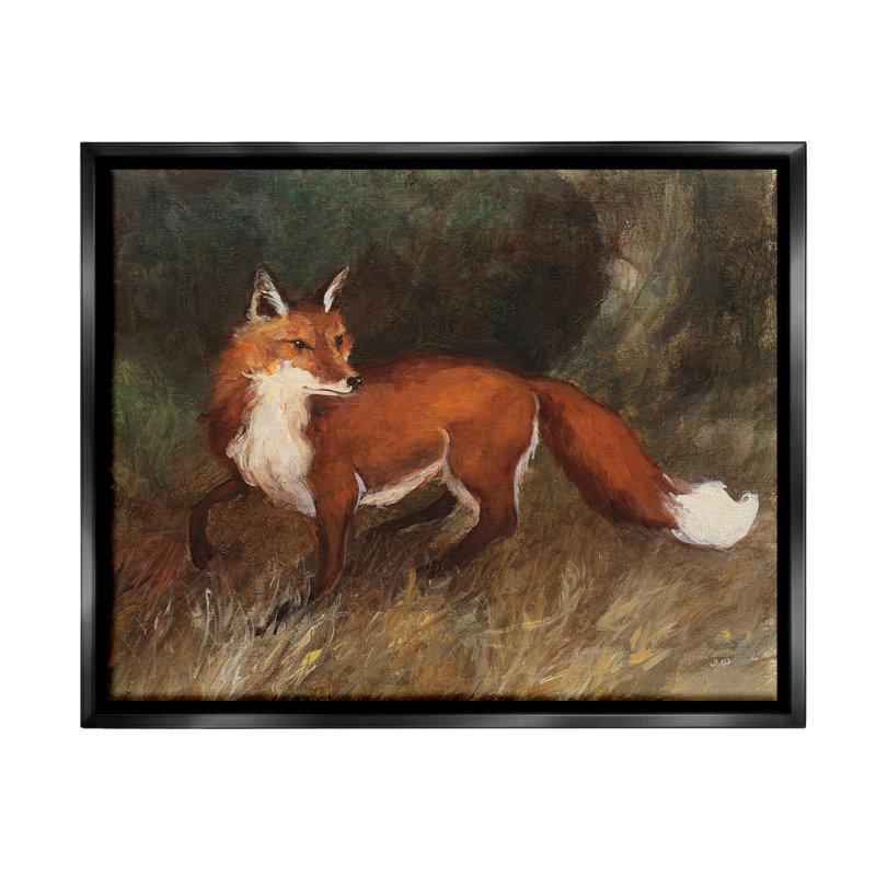 "Wild Fox In Forest" par Julia Purinton sur toile, Cadre flottant noir de jais, H 25 po x l 31 po