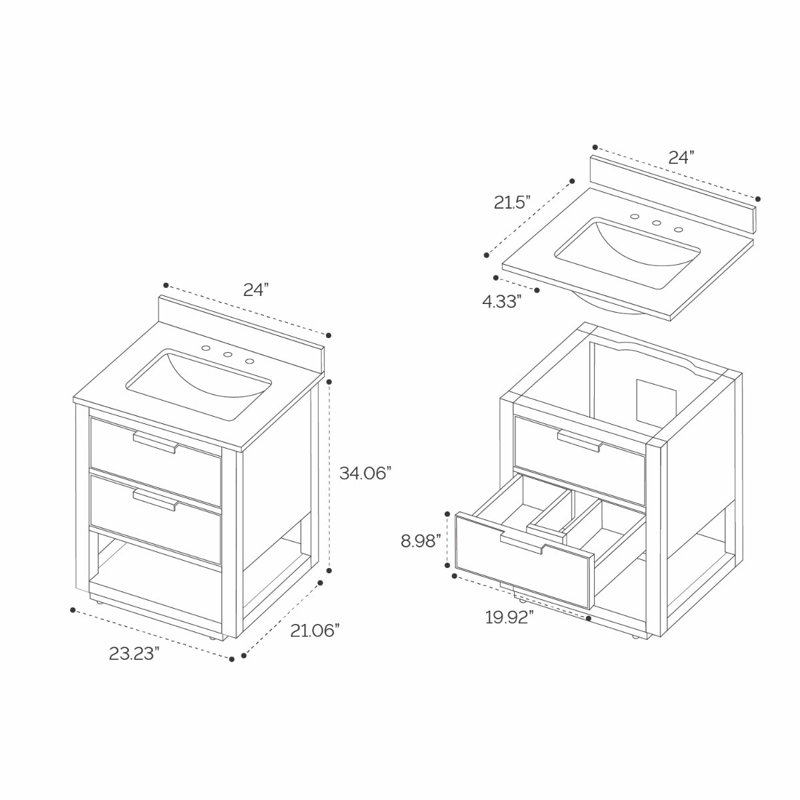 Dayton 24" Freestanding Standard Single Bathroom Vanity with Top