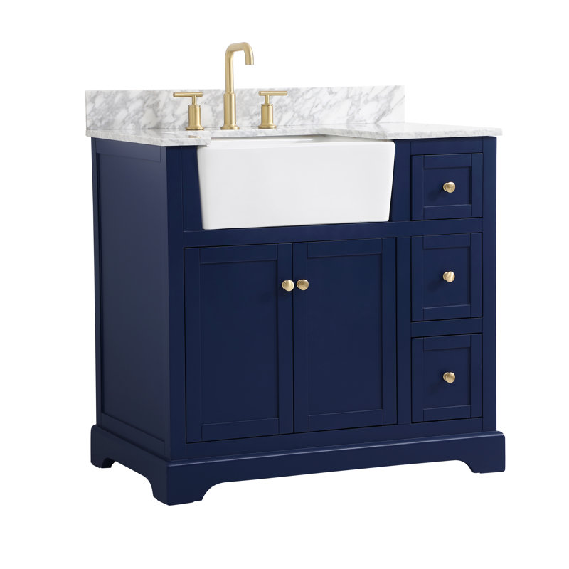 Ensemble de meuble-lavabo simple 36 po Pardue, Bleu