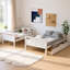 Lit superposé simple au-dessus de double avec échelle et deux tiroirs de rangement, structure convertible en bois massif avec garde-corps-1992153485