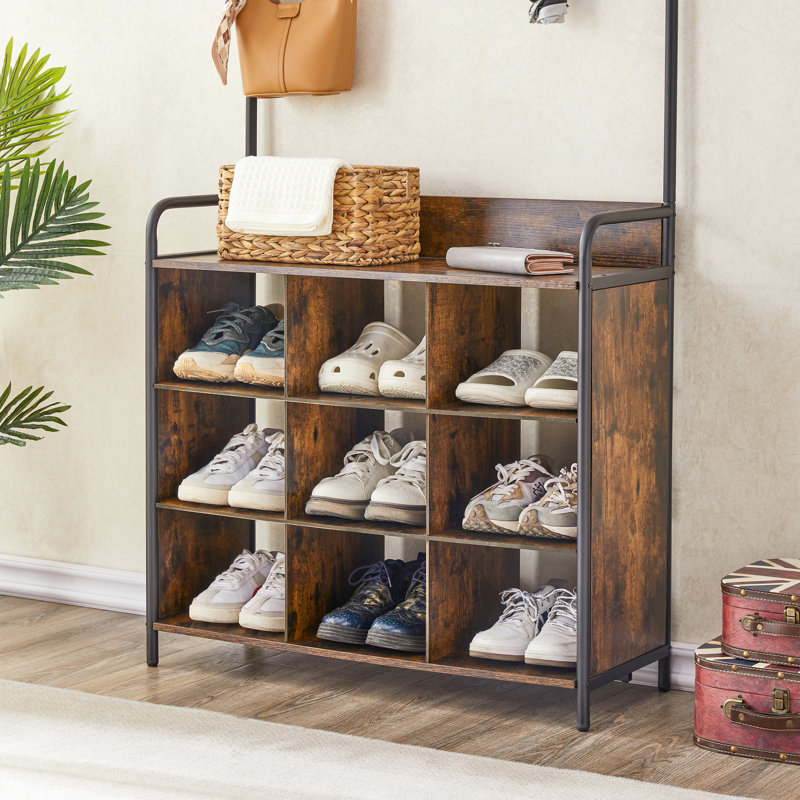 Arbre d'entrée brun antique avec rangement pour chaussures - 31 unités de vestibule, 7 crochets de couleur rouille, s'adapte à différentes pièces du portemanteau et de l'arbre, brun foncé, utilisation polyvalente